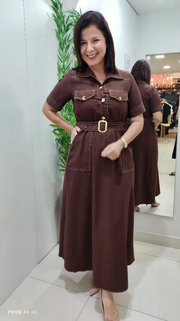 Vestido Chemise Café