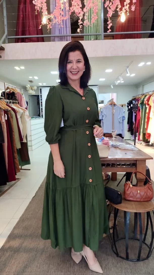 Vestido Chemise Verde Oliva