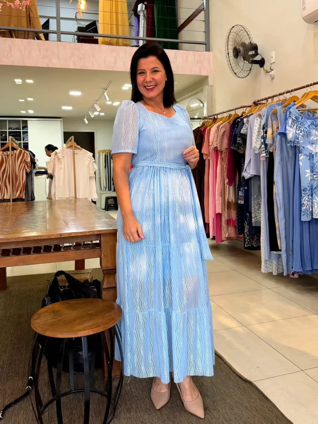 Vestido Longo Azul Céu